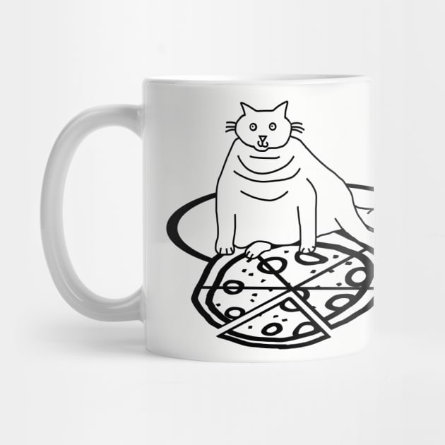 Cute Cat and Pizza Outline by ellenhenryart